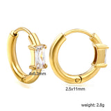 4.4*6.3mm rectangle four claw white zirconium earring clasp 2.5*inner diameter 11mm steel color gold color