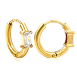 4.4*6.3mm rectangle four claw white zirconium earring clasp 2.5*inner diameter 11mm steel color gold color