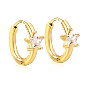 6.5mm star-shaped three-pronged white zirconium ear clips 2.5*inner diameter 11mm steel color gold color