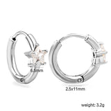 6.5mm star-shaped three-pronged white zirconium ear clips 2.5*inner diameter 11mm steel color gold color