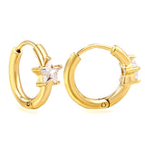 6.5mm star-shaped three-pronged white zirconium ear clips 2.5*inner diameter 11mm steel color gold color