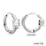 5.3mm round 4-prong white zirconium ear clips 2.5*11mm inner diameter steel color gold color