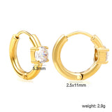 5.3mm round 4-prong white zirconium ear clips 2.5*11mm inner diameter steel color gold color