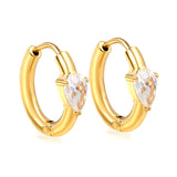 4.8*6.8mm teardrop shaped 3-prong zirconia ear clips 2.5*I.D. 11mm steel color gold color