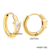 4.8*6.8mm teardrop shaped 3-prong zirconia ear clips 2.5*I.D. 11mm steel color gold color