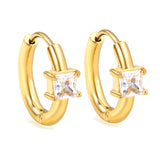 5.4*4.5mm square four-pronged zirconium earring clasp 2.5*I.D. 11mm steel color gold color