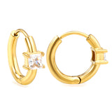 5.4*4.5mm square four-pronged zirconium earring clasp 2.5*I.D. 11mm steel color gold color