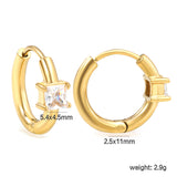 5.4*4.5mm square four-pronged zirconium earring clasp 2.5*I.D. 11mm steel color gold color