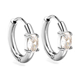 4.5*6.7mm Oval Four Claw White Zirconia Ear Clips 2.5*I.D. 11mm Steel Gold