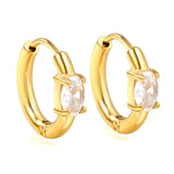 4.5*6.7mm Oval Four Claw White Zirconia Ear Clips 2.5*I.D. 11mm Steel Gold