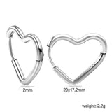 Heart-shaped loop ear wires 2*20*17.2mm steel color gold color