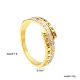 CNC white zirconia + Roman numerals single ring gold color