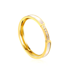 white zirconia+CNC white zirconia solitaire ring gold color