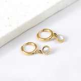 Pendientes circulares de 1,6x11 mm con concha blanca redonda