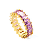 5*3mm rectangle purple/pink/mixed zirconia solitaire ring gold color