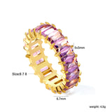 5*3mm rectangle purple/pink/mixed zirconia solitaire ring gold color