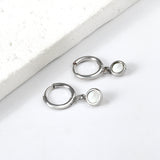 Pendientes circulares de 1,6x11 mm con concha blanca redonda