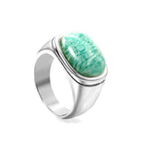 14.6*11mm Chrysocolla Solitaire Steel/Golden