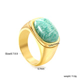 14.6*11mm Chrysocolla Solitaire Steel/Golden