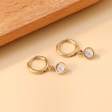 1.6x11mm circle with round white shell stud earrings