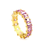 4mm square white/purple/red/pink zirconium solitaire ring gold color