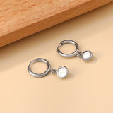 1.6x11mm circle with round white shell stud earrings