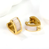 Heart shaped with white shell earrings 2.2*width 6.7*height 14mm steel color & gold color