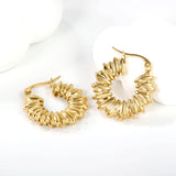 Circle earrings with pattern earrings 3.6*7.4*23.3mm gold color