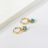 1.6x11mm Circle Butterfly Drop Oil Stud Earrings