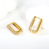 U-shaped earrings with white diamonds 12.7*20mm gold color