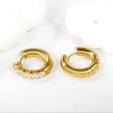 Round with 5 round white diamonds/mixed diamonds ear clips 5*21.6mm gold color