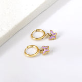 1.6x11mm Circle Butterfly Drop Oil Stud Earrings