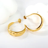 C-shaped earrings with bulging face 7.5*25mm gold color