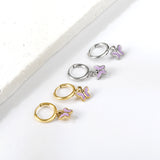 1.6x11mm Circle Butterfly Drop Oil Stud Earrings