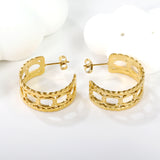 C-shaped hollow pattern earrings thickness 1.4*width 11.2*height 25mm gold color