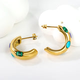 Semi-circle with 4 mixed color turquoise earrings 4*7.4*22.2mm gold color