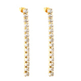 Earrings oval white diamonds Length 5.5cm Gold/Steel