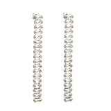 Earrings 5.83mm rectangle white/mixed color diamonds 5.5cm gold/steel color