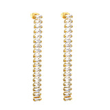 Earrings 5.83mm rectangle white/mixed color diamonds 5.5cm gold/steel color