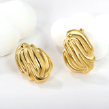 Shaped Textured Stud Earrings 21.5*29.5mm Goldtone