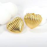 Surface more vertical stripes in the shape of a love heart stud earrings