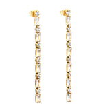 Earrings 5.83 rectangle + 3mm round white diamonds 5.5cm gold/steel color