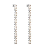 Earrings 3.78mm square white diamond 5.5cm gold/steel color