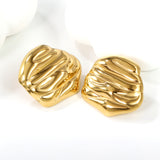 Textured shaped stud earrings 23*22mm gold color