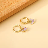 1.6x11mm Circle Butterfly Drop Oil Stud Earrings