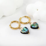 2.5*12.2mm inner diameter circle+12.2*11.5mm heart-shaped abalone shell earrings Gold color