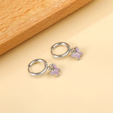 1.6x11mm Circle Butterfly Drop Oil Stud Earrings