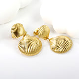 11.3*10.8mm Small Shell+17.6mm Large Shell Stud Earrings Gold Color