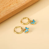 1.6x11mm Circle Butterfly Drop Oil Stud Earrings