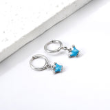 Cercle de 1.6x11mm avec boucles d'oreilles en diamant avec goutte d'huile bleue couronne